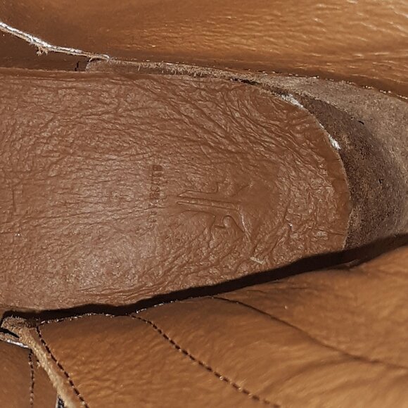Frye Marissa Medallion Women's Cognac Leather Tall Riding Low Heel Boots size 7M - Picture 7 of 10
